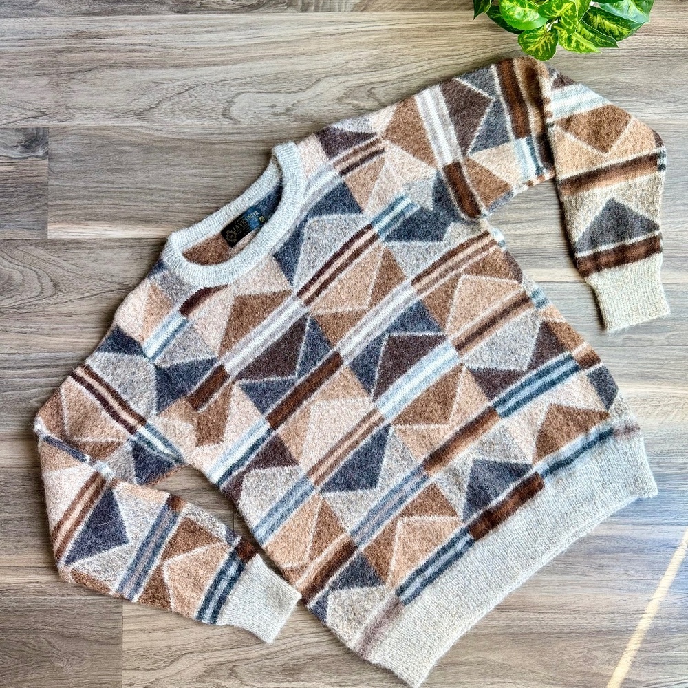 La‎ Vicuñita Factoria 100% Baby Alpaca Wool Aztec Geometric Sweater – Size S/M